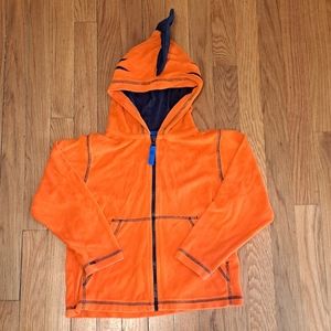 Hanna Andersson Orange Shark Fin Hoodie French Terry Full Zip Kids Sz 120 - 6/7